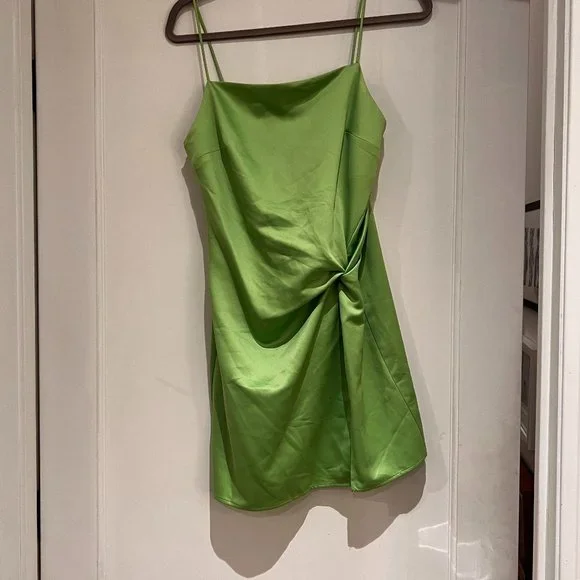 slim fit dress slacks Rent Topshop Textured Check Bust Cup Midi Dress In Lime main image 1